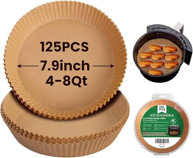 SIUDANGKA Air Fryer Liners for Ninja Air Fryer, 125 Pcs Disposable Paper Liner for most 4-8QT AirFryer