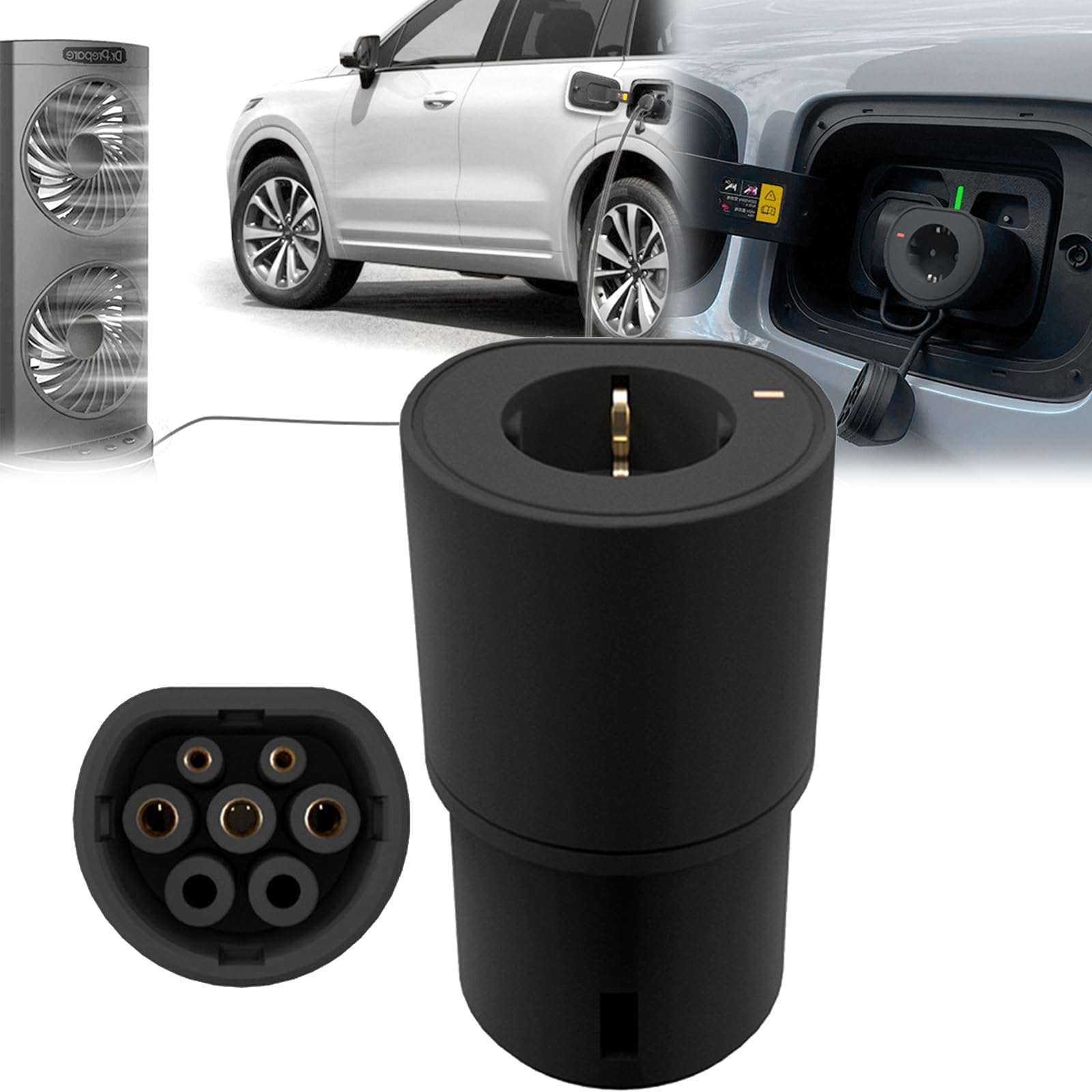 Adaptateur EV Type 2 Vers Prise Schuko 16A - Connecteur De Recharge Voiture électrique, Compatible UE (France, Allemagne, Etc.), Blanc/noir