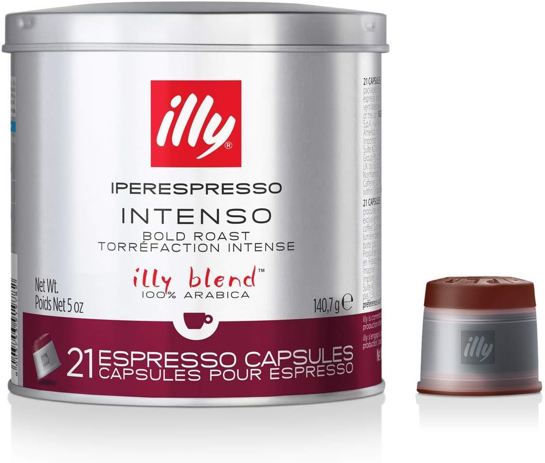 illy Coffee, Intenso iperEspresso Capsule, Dark Roast Espresso Pods, Premium Gourmet Roast, Compatible with illy iperEspresso Machines, 21 Count, 4 Pack