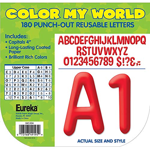 Eureka Red Alphabet and Numbers Bulletin Board and Classroom Decorations, 180pcs, 4'' H - image 3