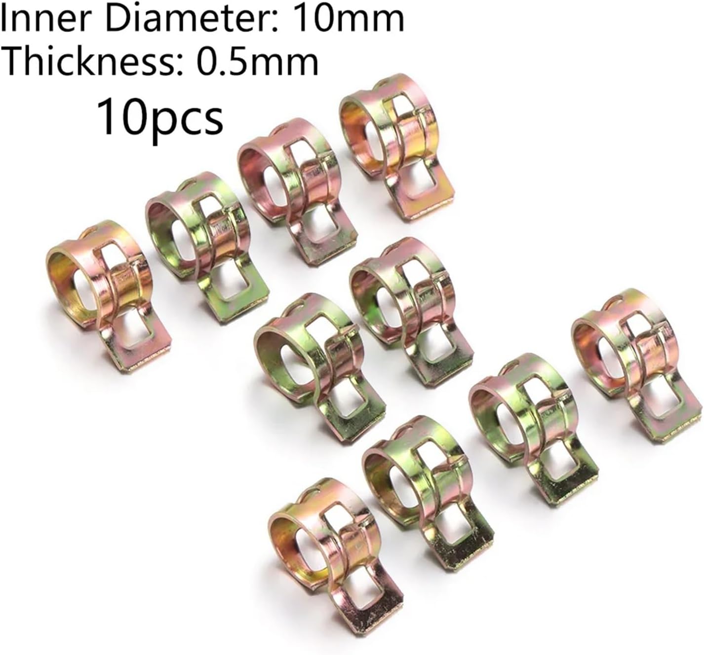 10Pcs/Set 5-16mm Spring Clips Fastener Stainless Steel Galvanized Tube Clamp Fuel Oil Line Water(10mm)
