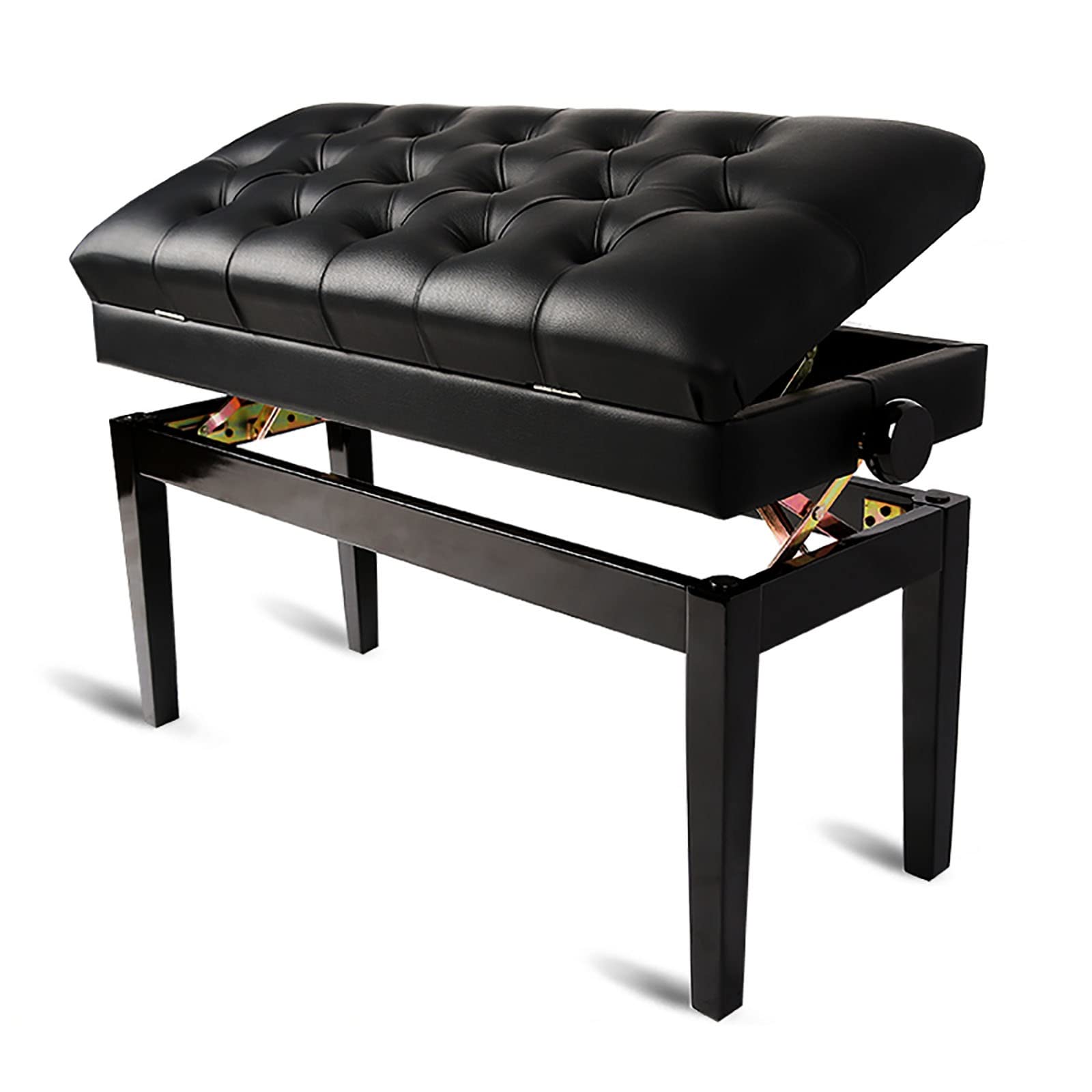 Sgabello per Pianoforte, Tavolo da toeletta, Sgabello Regolabile per Pianoforte Duet con Contenitore per Musica in Legno massello