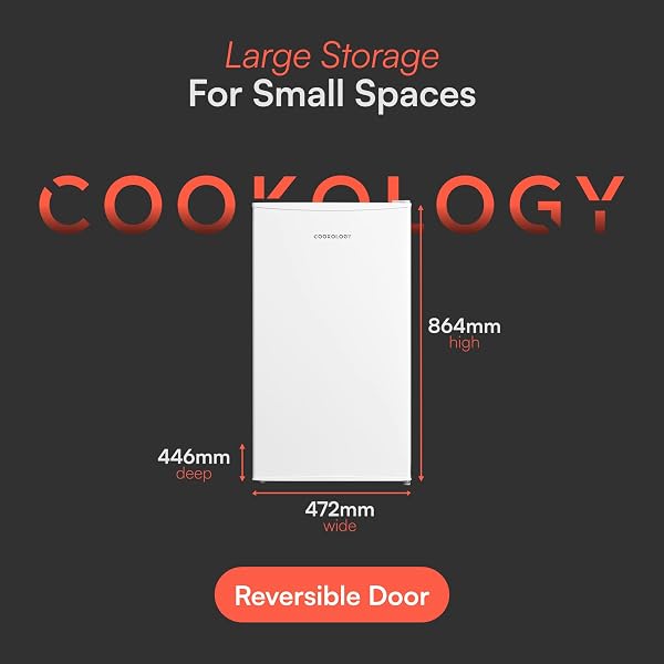 Cookology UCFR88WH Under Counter Freestanding Fridge in White - 93 Litre Capacity - Adjustable Temperature Control & Legs - Reversible Door - 4