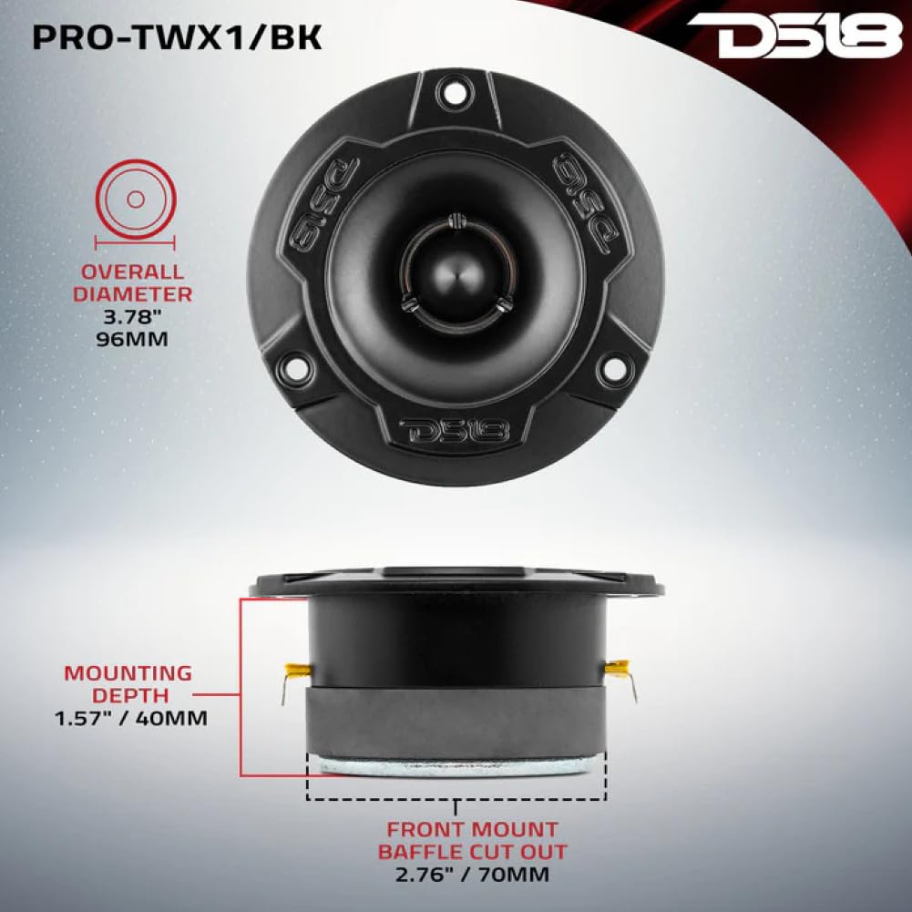 KIT Set pour DS18 Pro-X8.4BMPK, Système de Haut-parleurs 2 Voies 20 cm 200 mm 8", 275 Watts RMS, 550 Watts Max, avec 2 woofers et 2 tweeters, 4 ohms, pour Voiture, kit par Paire
