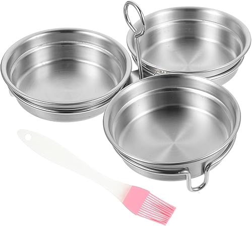 BESTOYARD Molde de silicona circular para huevos de acero inoxidable, 2 piezas, molde de silicona en forma de huevo, soporte para huevos escalfados