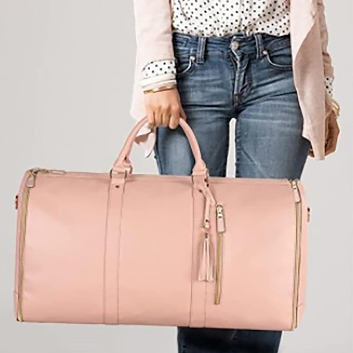 Garment Bag for Travel,Convertible Carry On Garment Bags for Women,Folding Suit Luggage,Bolsas Impermeables para Ropa,Bolsa Viaje Grande De Cuero De PU, con Bolsa para Zapatos, para Mujeres/Hombres