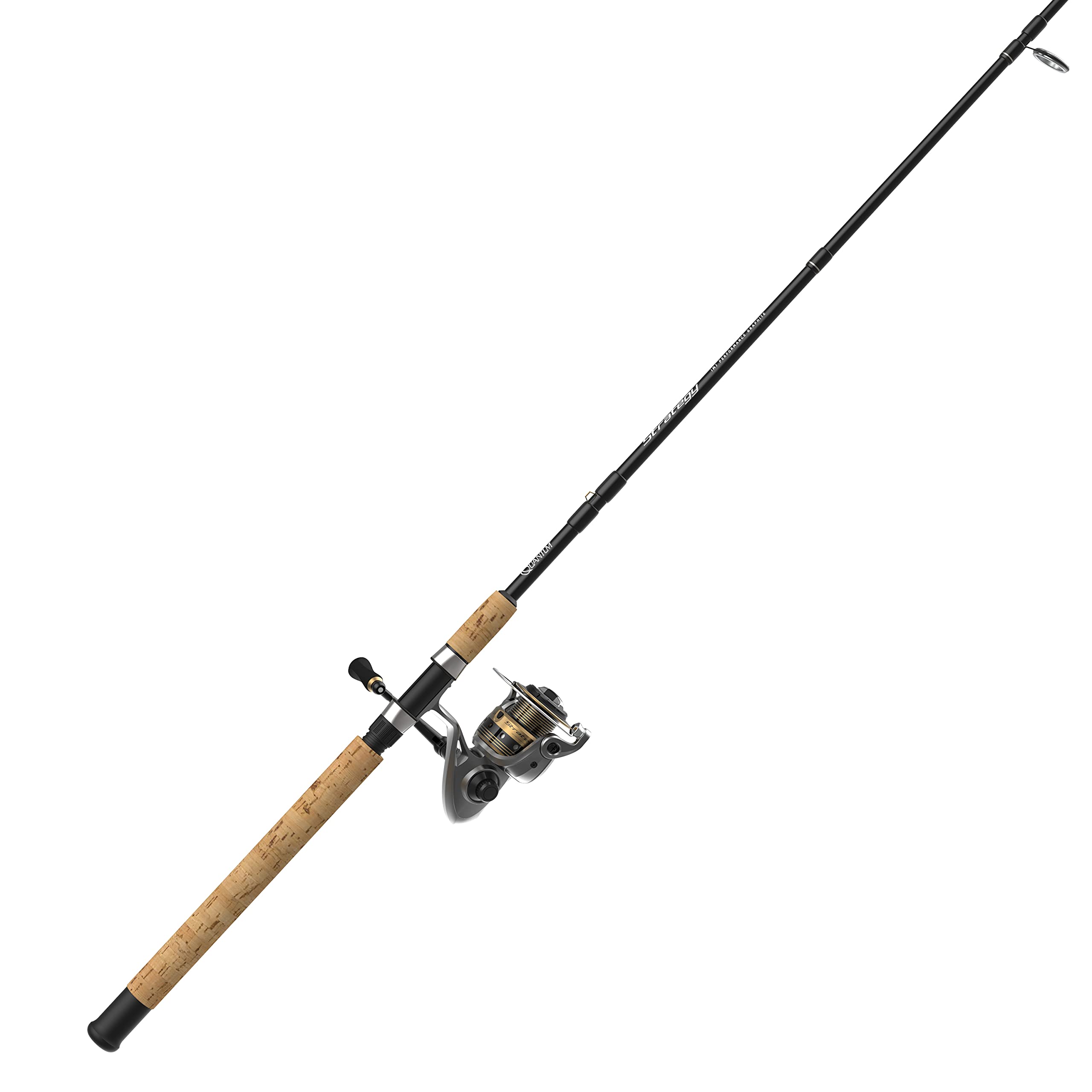 Quantum Strategy Spinning Reel and Fishing Rod Combo, Graphite Rod with Cork Handle, Continuous Anti-Reverse Clutch Fishing Reel