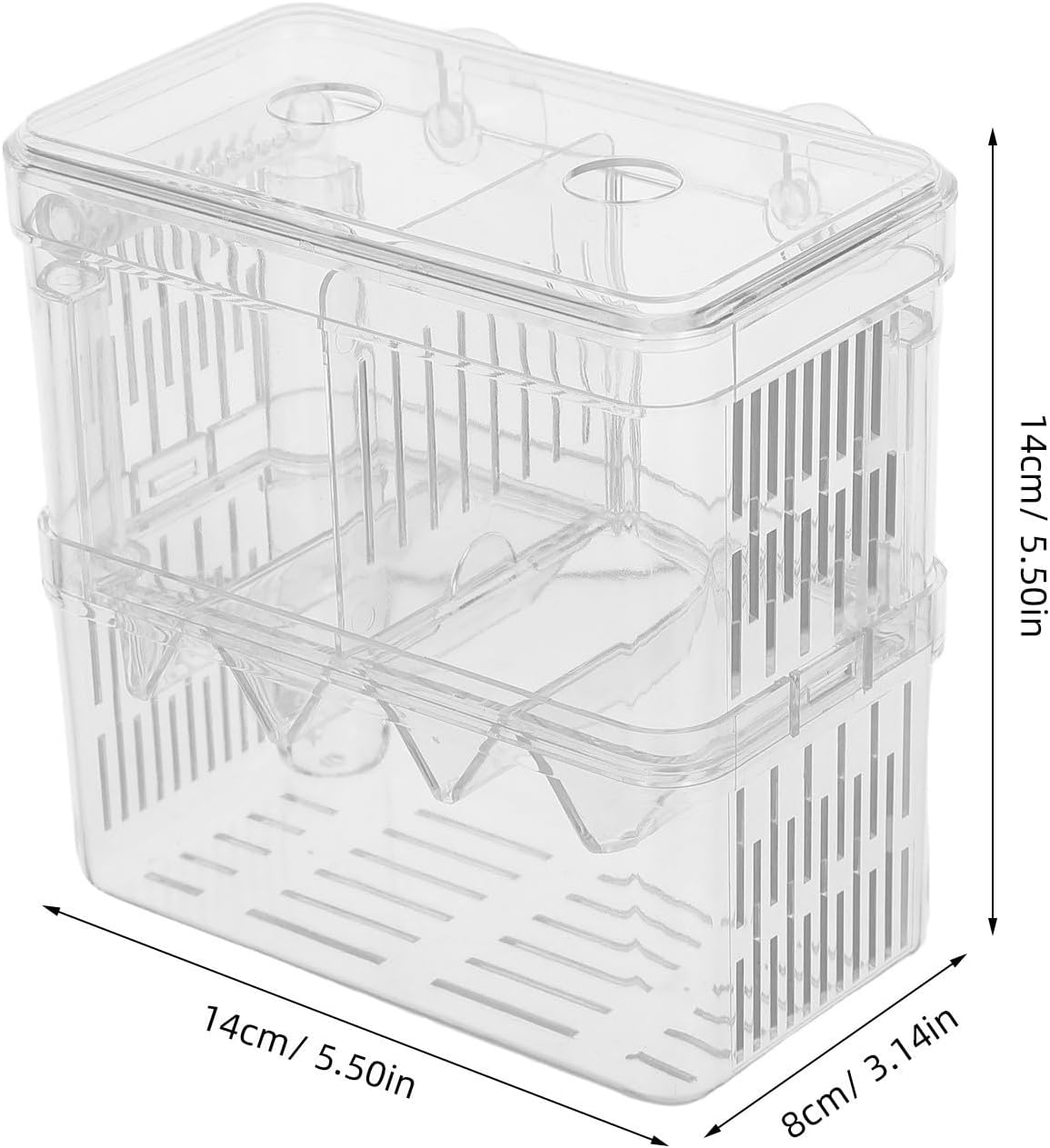 Plastic Aquarium Breeding Box with Suction Cups for Effective Separation and Observation Window, for Shrimp and Guppy Fry Hatching in Fish Tanks