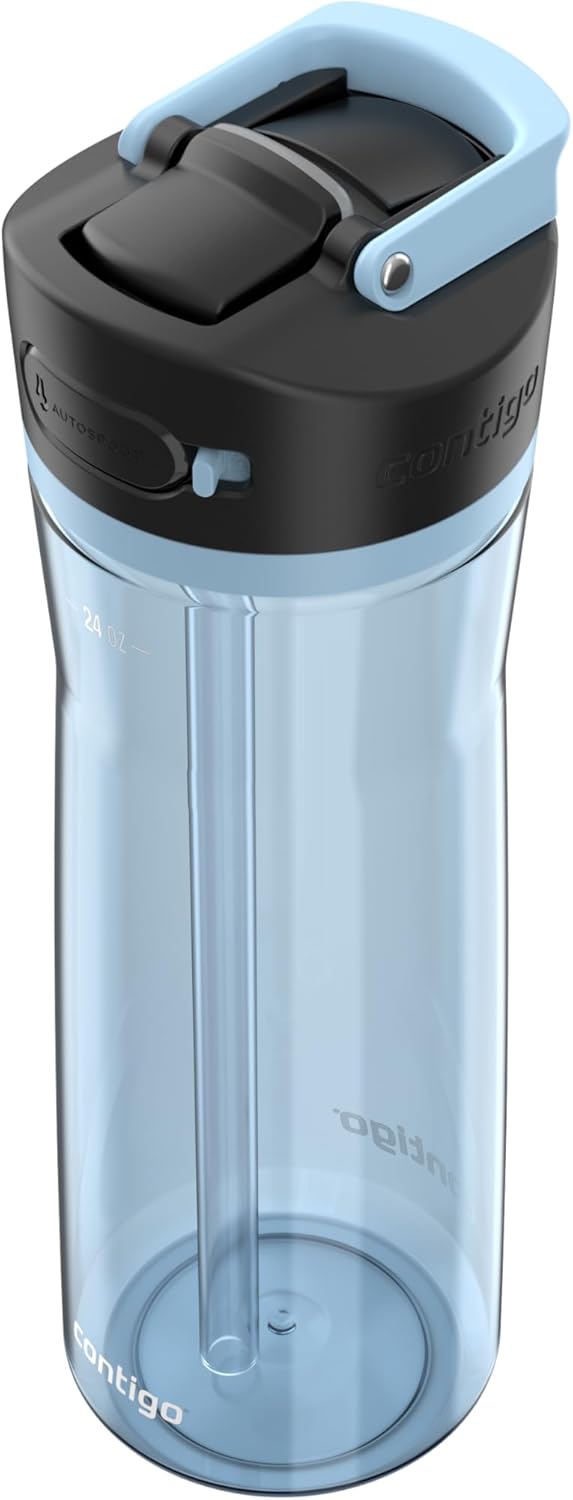 Contigo Ashland 2.0 Leak-Proof Water Bottle with Lid Lock and Angled Straw, Dishwasher Safe, Interchangeable Lid, 24oz, Glacier - Image 3