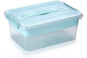 BTSKY Art Container: Stackable, Removable, See-Through, Blue