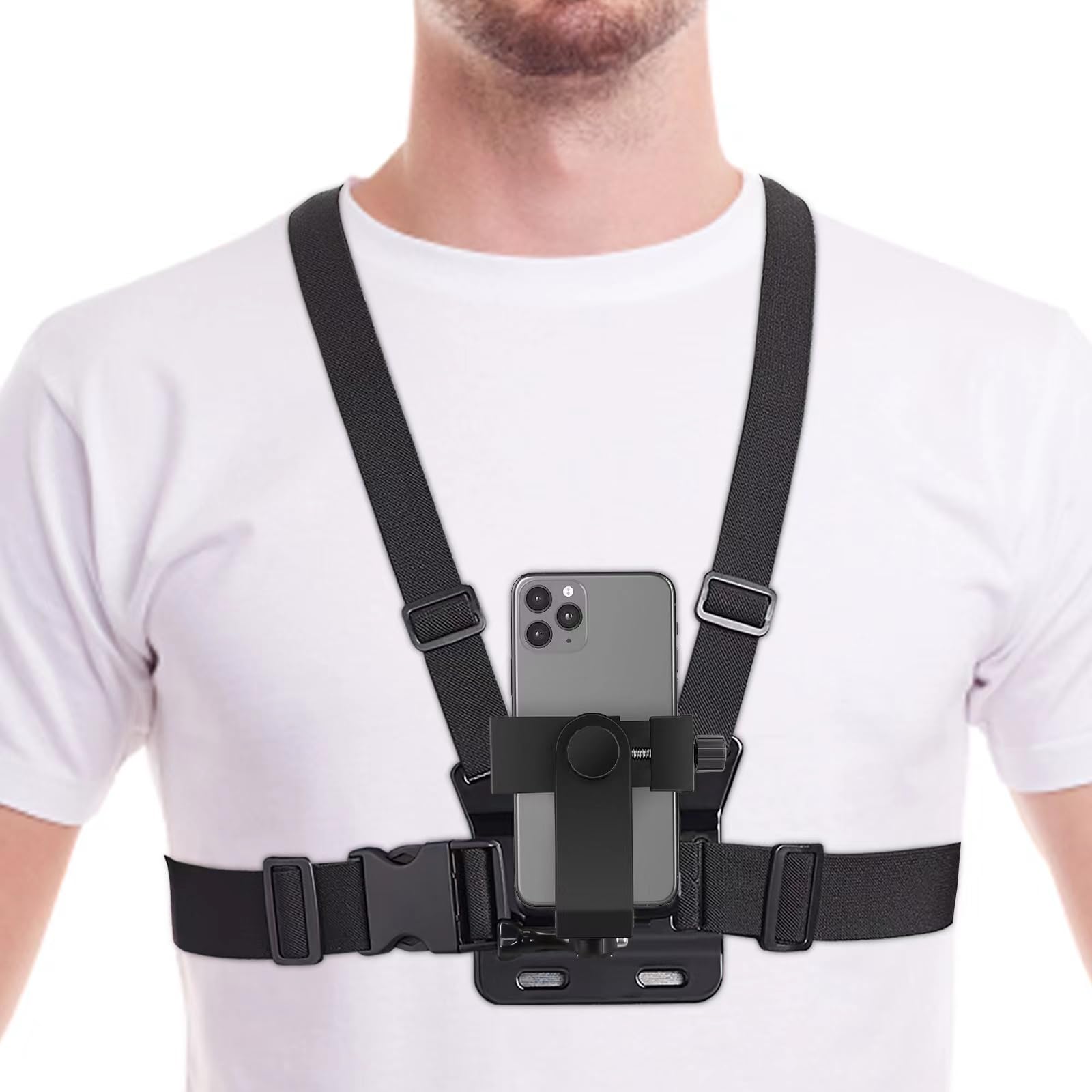 KAISKA Phone Chest Strap Mount for POV/VLOG Videos, Chest Harness Holder Compatible with iPhone 13 12 11Pro Max Plus,Samsung,GoPro Hero 11,10,9, AKASO,DJI Action Camera and Cell Phones