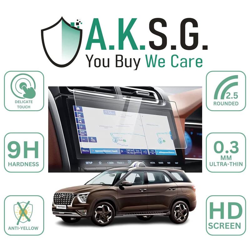 Image of A.K.S.G. Screen Guard Compatible With Hyundai Alcazar 10.25 Inch [2021-Running] Touch Screen Infotainment Screen Protector (Company Fitted) Not a Tempered Glass [Transparent]