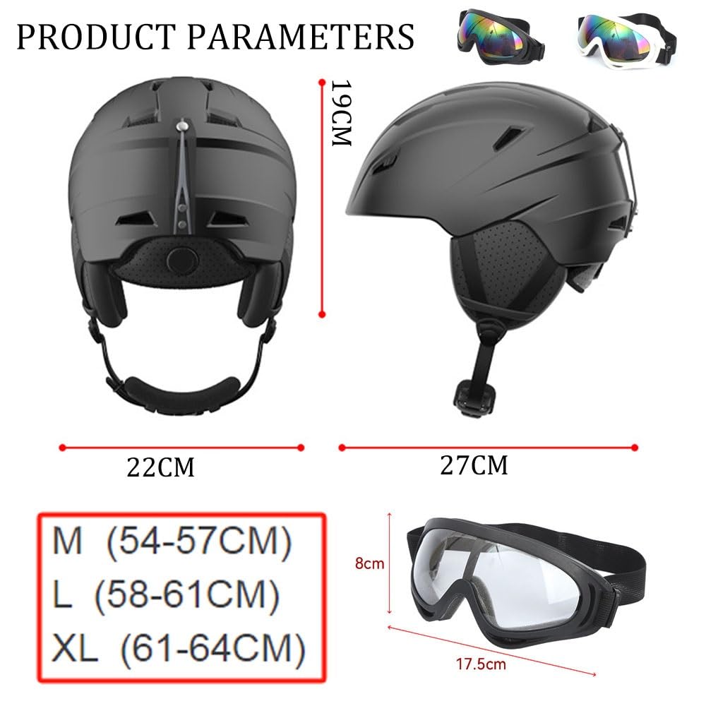 Casque de Ski Hommes Femmes Unisexe Casque de Ski Casque de Sports de Neige avec aérations EPS Core pour Le Ski Snowboard Casque de Neige pour Adultes Jeunesse
