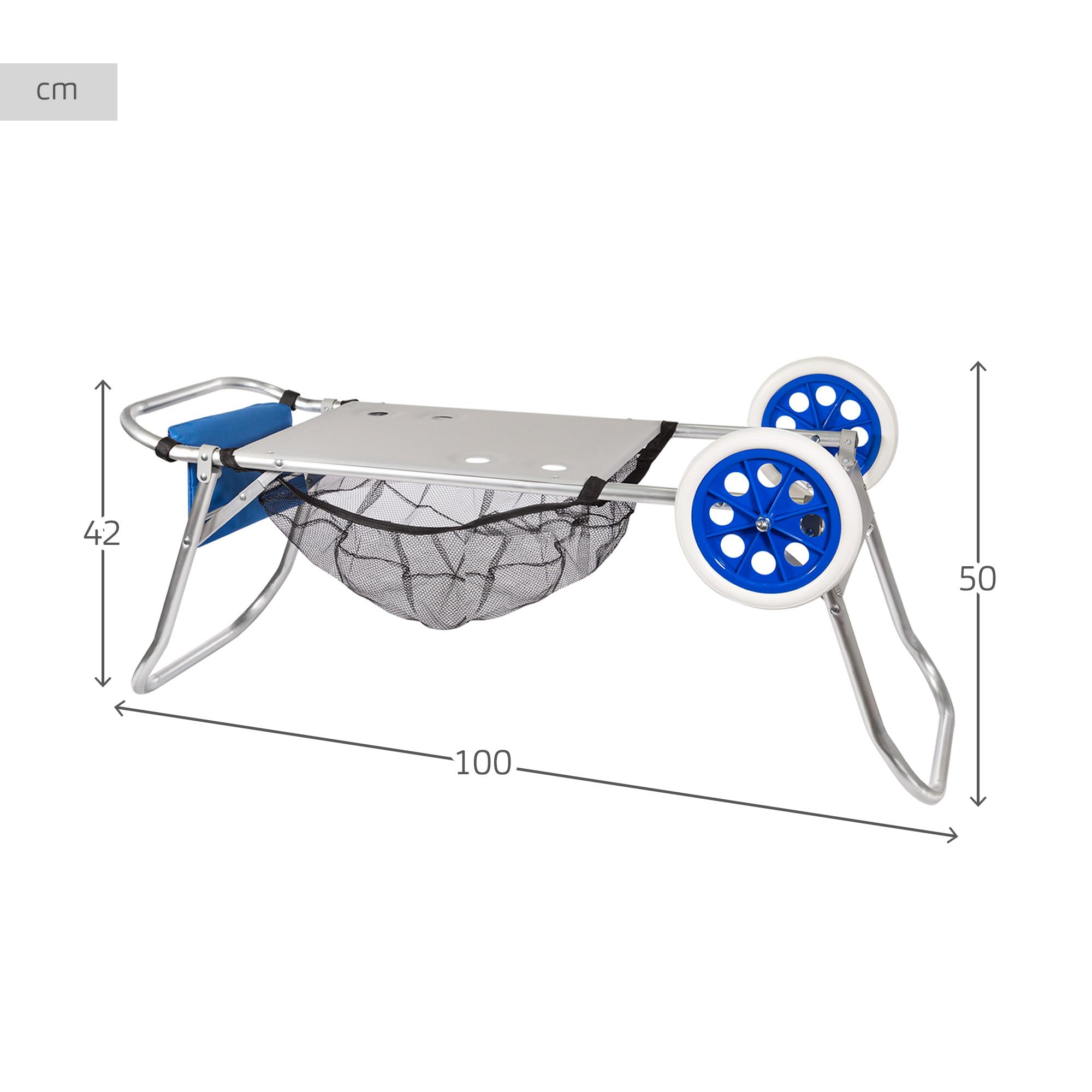 AKTIVE 53928 - Chariot de Plage Pliable Transformable en Table 2 en 1, Dimensions 47 X 52 X 100