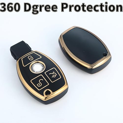 Miniatura 3 de Funda para llavero Mercedes Benz, compatible con Mercedes Benz A B C E G K R S M CLS CLK G Class AMG, Negro -