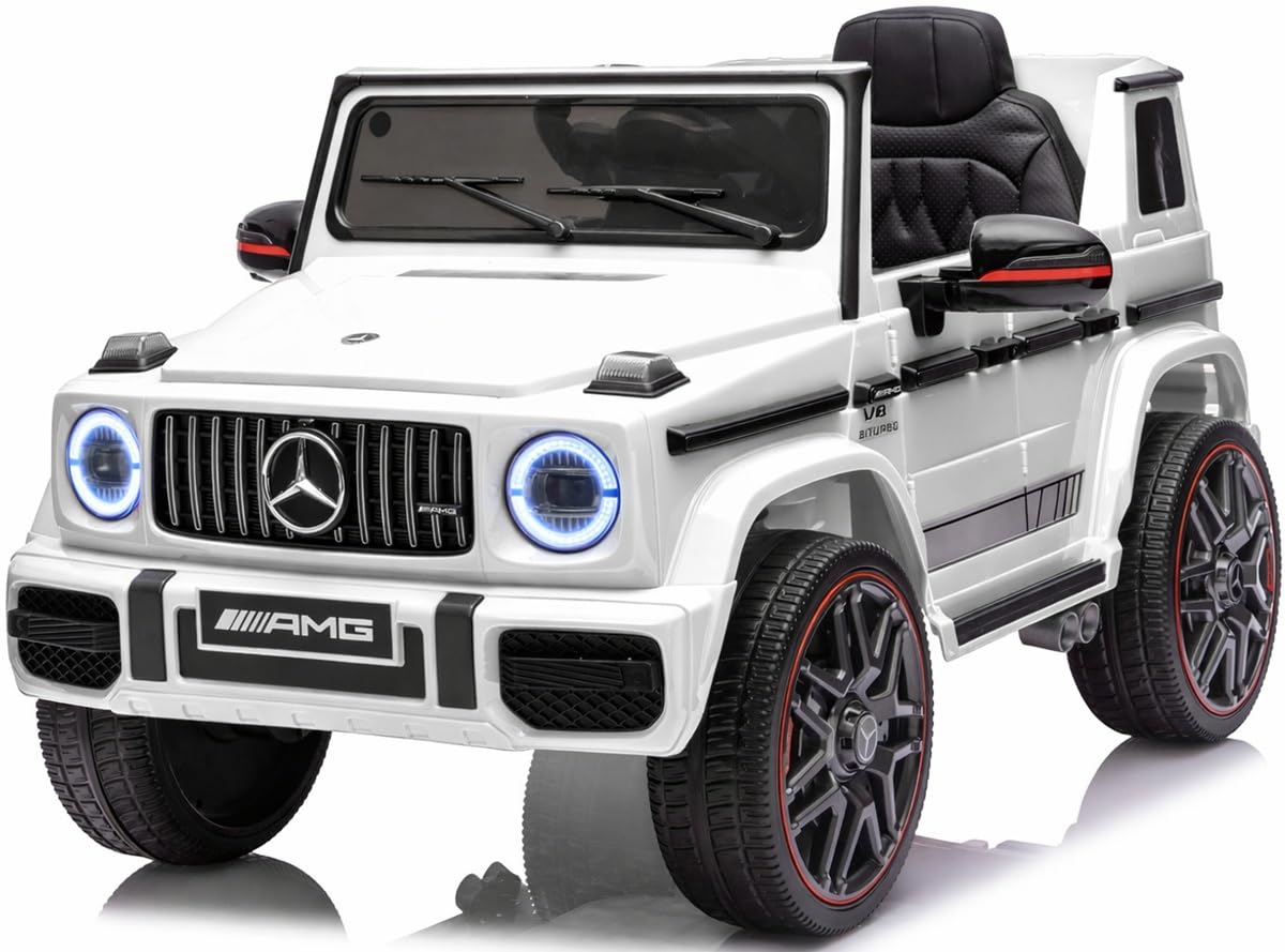 Auto elettrica per bambini, Mercedes G63 AMG, EVA, veicolo per bambini (bianco)