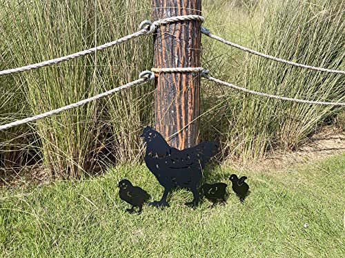 Rannyozio Metal Stake Chicken Decorative Garden Stakes Black Small Chicken Silhouette Garden Statues For Yard Outdoor Lawn Patios Garden Decoration,Set Of 4 #TOP5