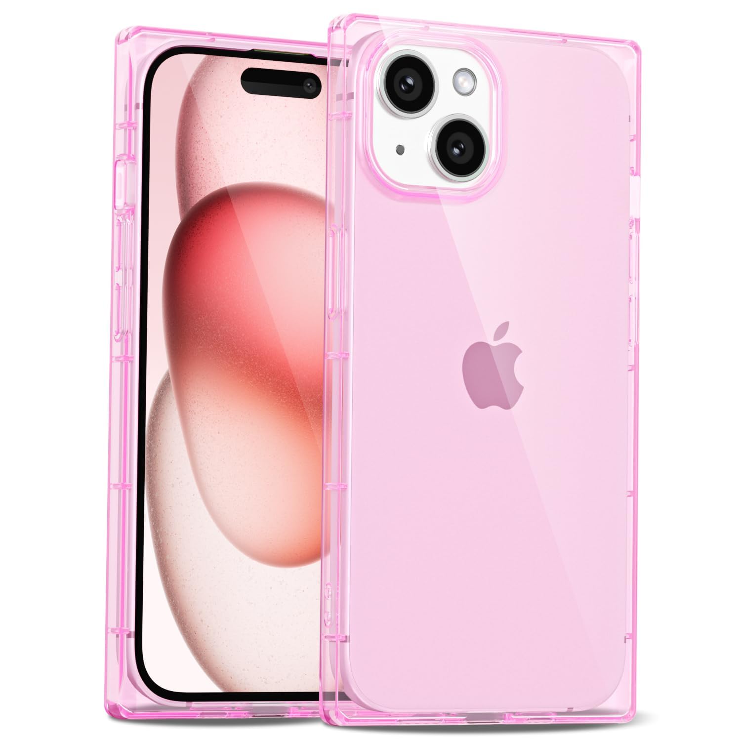 LoeoeL for iPhone 15 Clear Case Rectangle Edge, Slim Thin Transparent Girly Y2k Cute Designer Phone Case for Women, Trendy Aesthetic Design Soft TPU