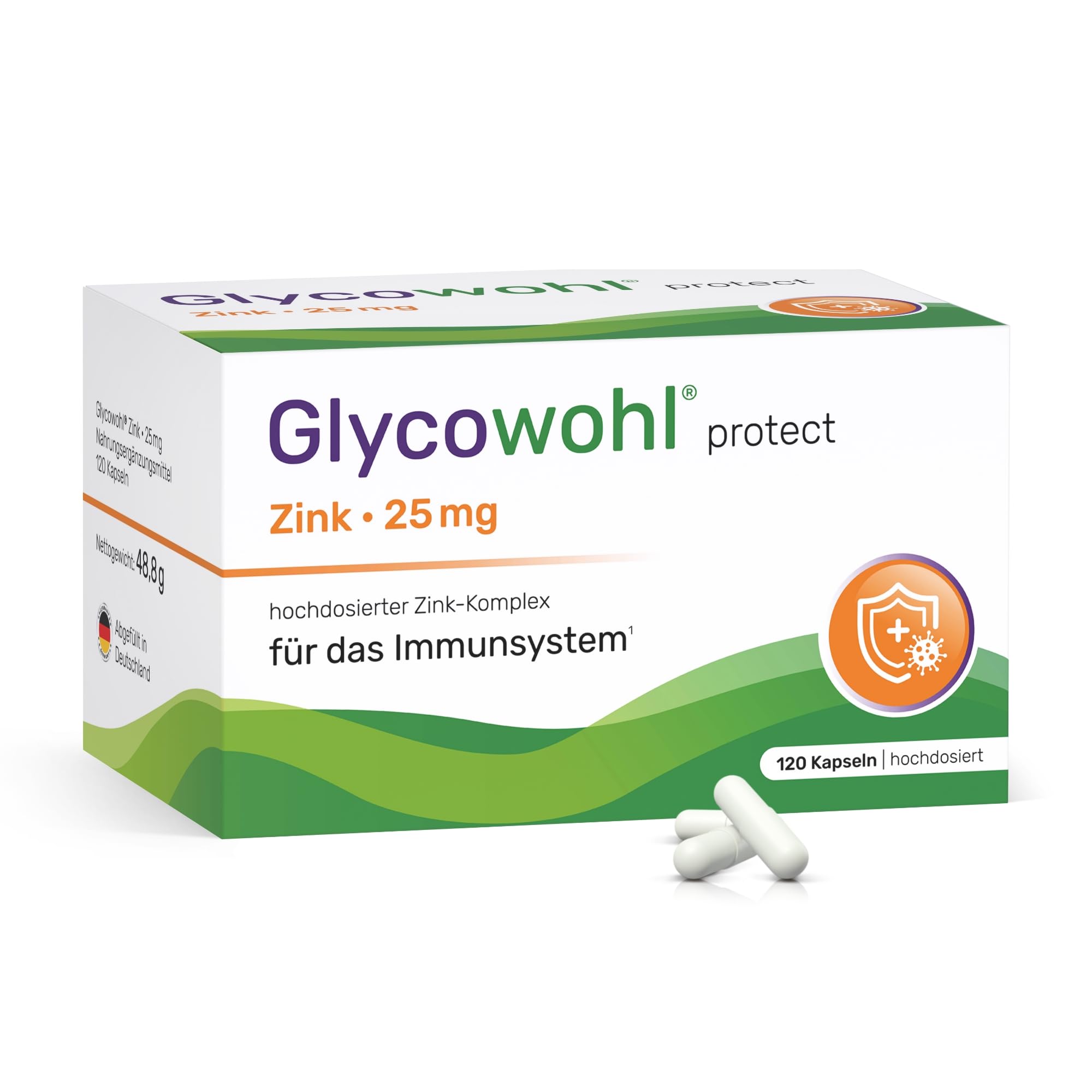 Glycowohl Zink Komplex 25 mg – 3 Zinkformen – 120 Kapseln | 10 mg Bisglycinat, 10 mg Citrat & 5 mg Picolinat (= 25 mg Zink) · Für die Dauerversorgung · Nur 1 Kapsel täglich