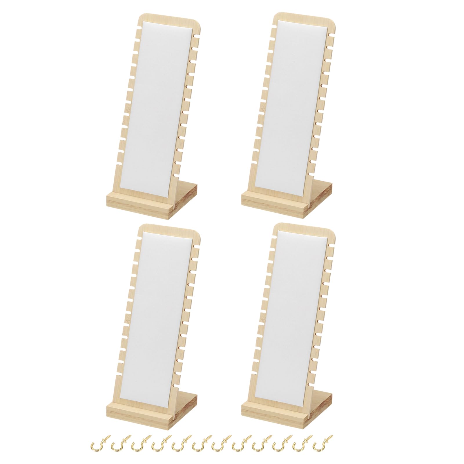 uxcell 4pcs Wooden Necklace Display Stands for Selling, Tabletop Jewelry Display Boards, Necklace Bracelets Chains Organizer for Women Gift White
