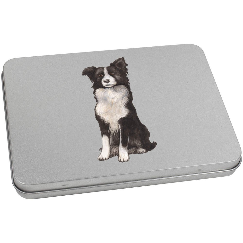 Azeeda 170mm 'Border Collie' Metal Hinged Tin/Storage Box (TT00089915)
