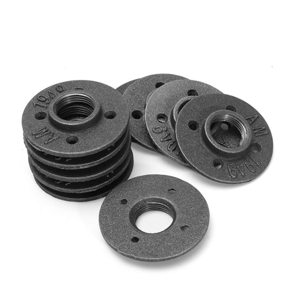 RanDal 10 Piezas 1 Pulgada Bricolaje Maleable Roscado Brida De Suelo Accesorios De Tubería De Hierro Montado En La Pared