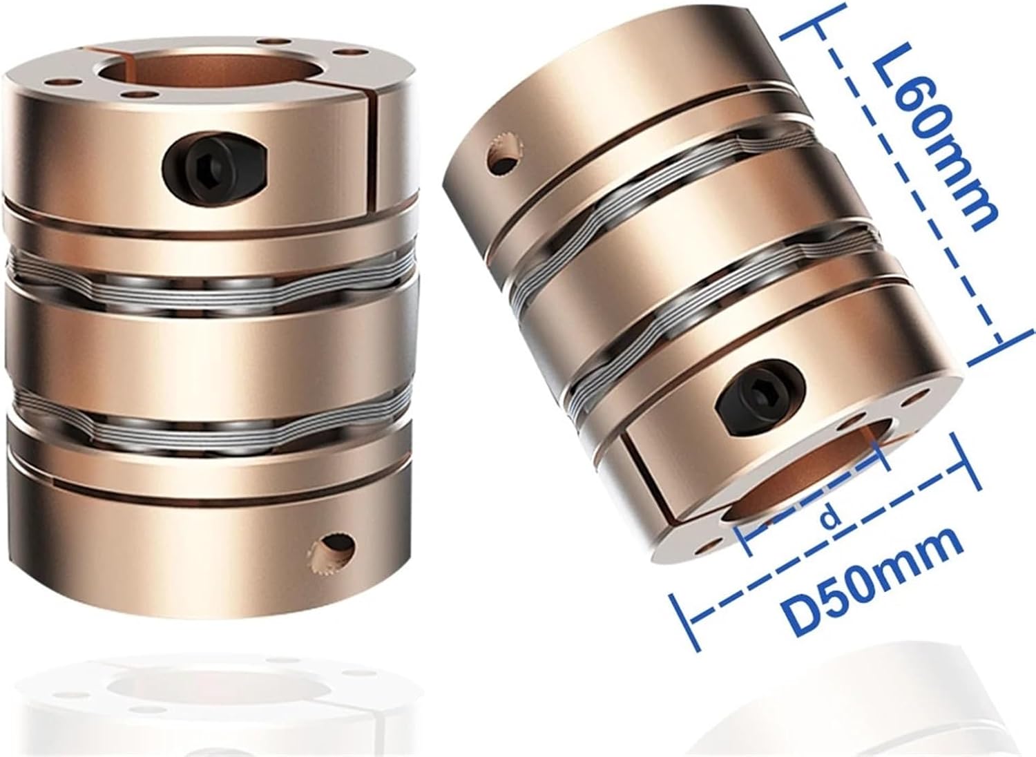 Motor Diaphragm Couplings D50L60 Double Disc Clamp Type Flexible Shaft Coupler(24X24)