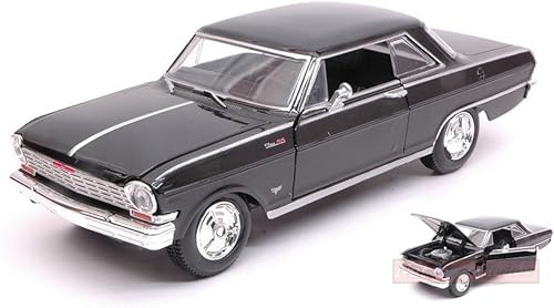 New-Ray Modelo de báscula compatible con Chevy NOVA 1964 Negro 124 NY71823BK