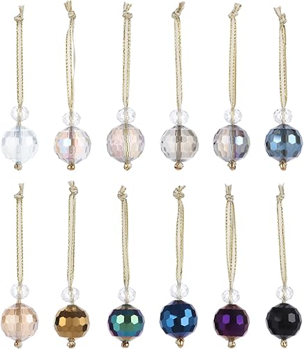 Toyosport Crystal Glass Christmas Ornaments, 12 Pcs Multi-Color Prism Crystal Balls for Christmas Tree, Hanging Crystal Pendants Sun Catchers for