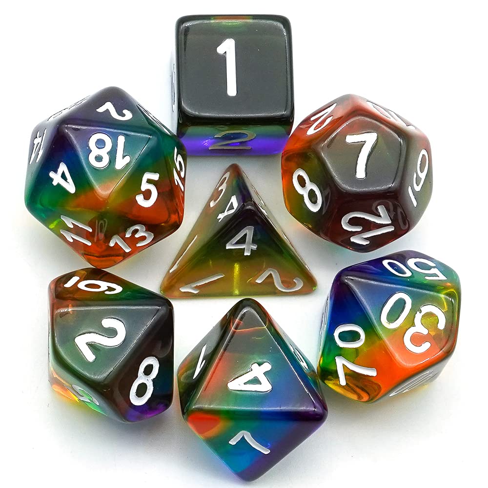 DND-Würfel-Set 7-teilig – Grün-schwarz, Polyedrisch, Mit Ledertasche Für Dungeons & Dragons