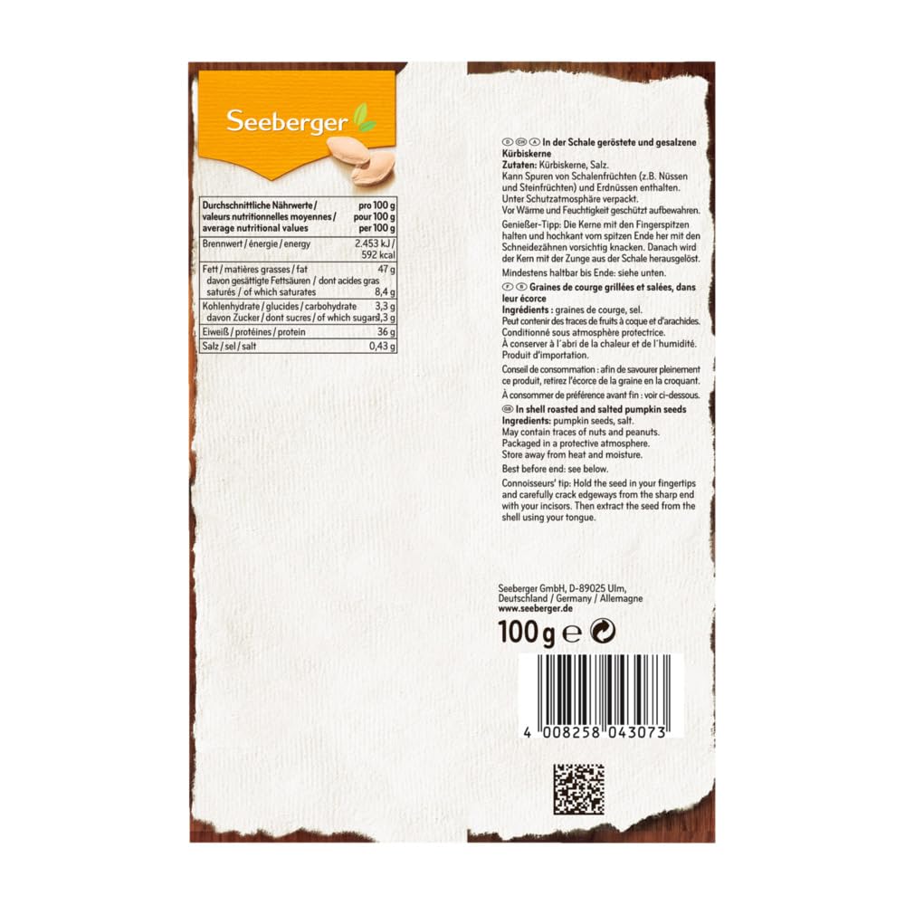 Seeberger Kürbiskerne geröstet, gesalzen, 13er Pack (13 x 100 g)