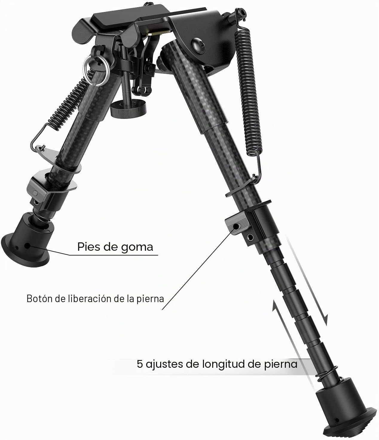Feyachi Bípode de Rifle Fibra de Carbono 6"- 9" Extensible con Adaptador Picatinny, Bípode de Carbono para Caza