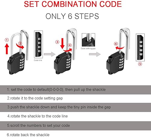 Miniatura 5 de Candado de combinación de grillete largo