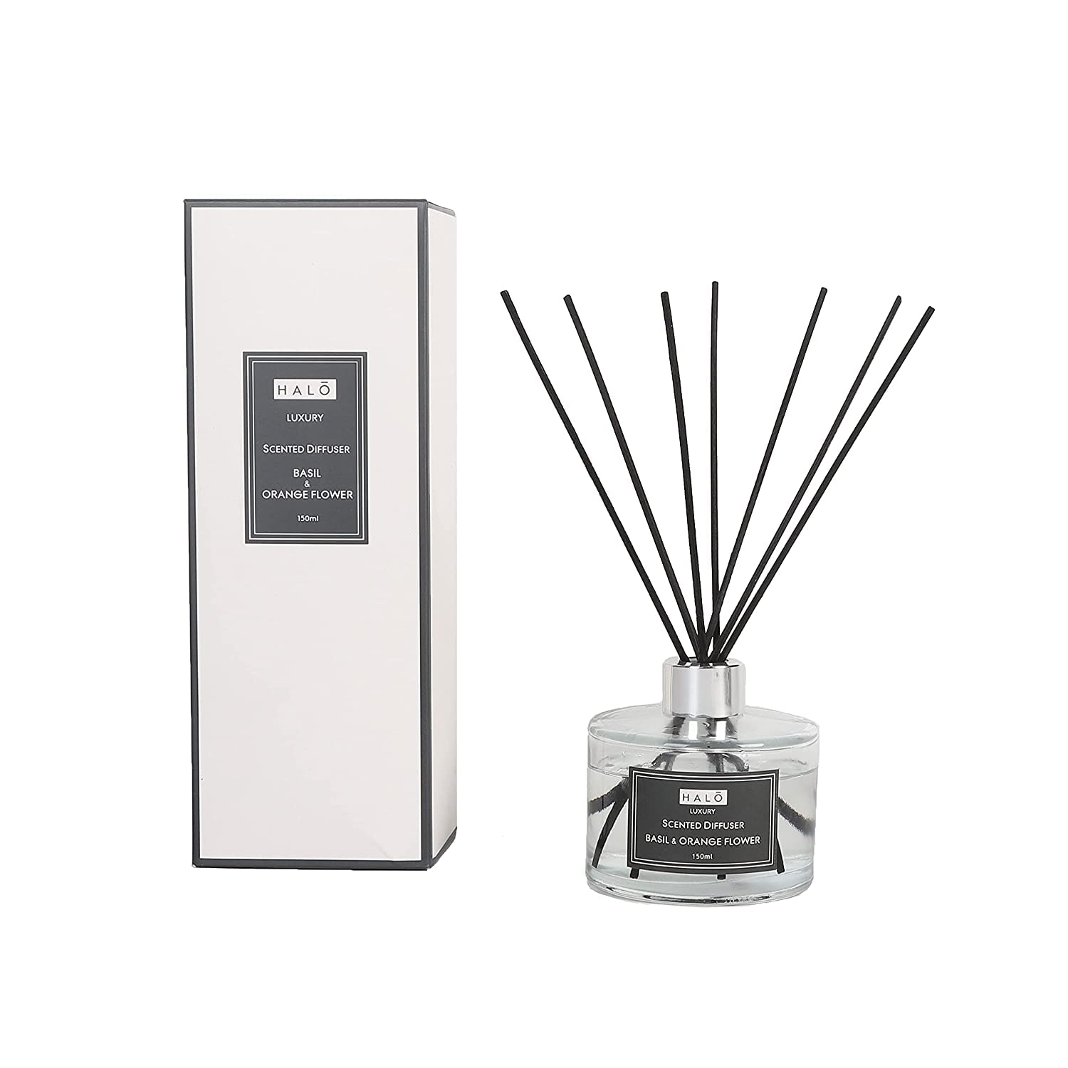 Sleepdown Halo Reed Diffuser - Basil and Orange Flower - 150ml - Up to 8 Weeks of Fragrance