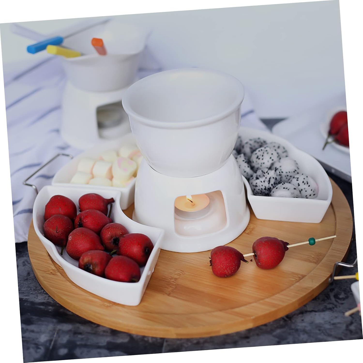 Electric Chocolate Fountain Ceramic Cheese Fondue Melting Pot Sturdy Ceramic Stove for Baking Cooking