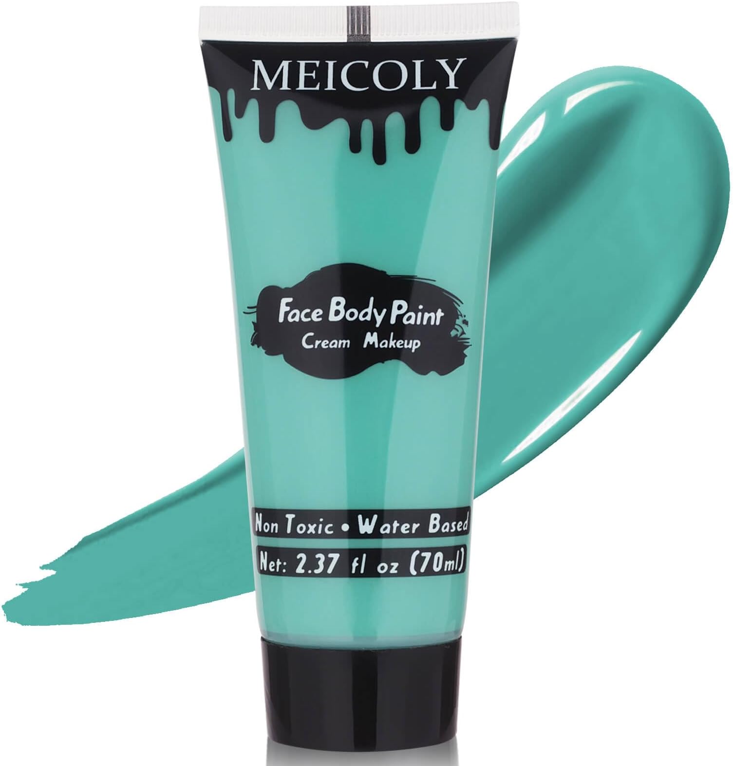 MEICOLY Cream Teal Face Body Paint,2.37Oz Large Tube Water Based Body Paint Face Painting for Adults and Kids,Halloween Face Paint Stage SFX Special Effects,Cosplay Facepaint Peacock Makeup
