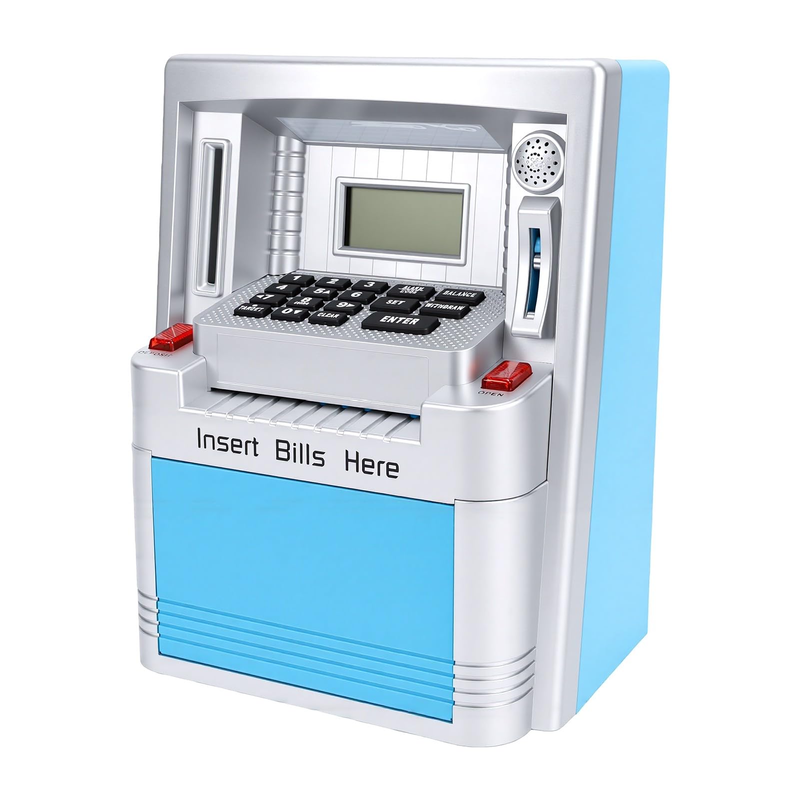 Salvadanaio ATM Interattivo Vocale per Bambini, Salvadanaio Elettronico con Conteggio Digitale con Protezione Tramite Password, Giocattolo di Risparmio Intelligente con Premi Sonori,