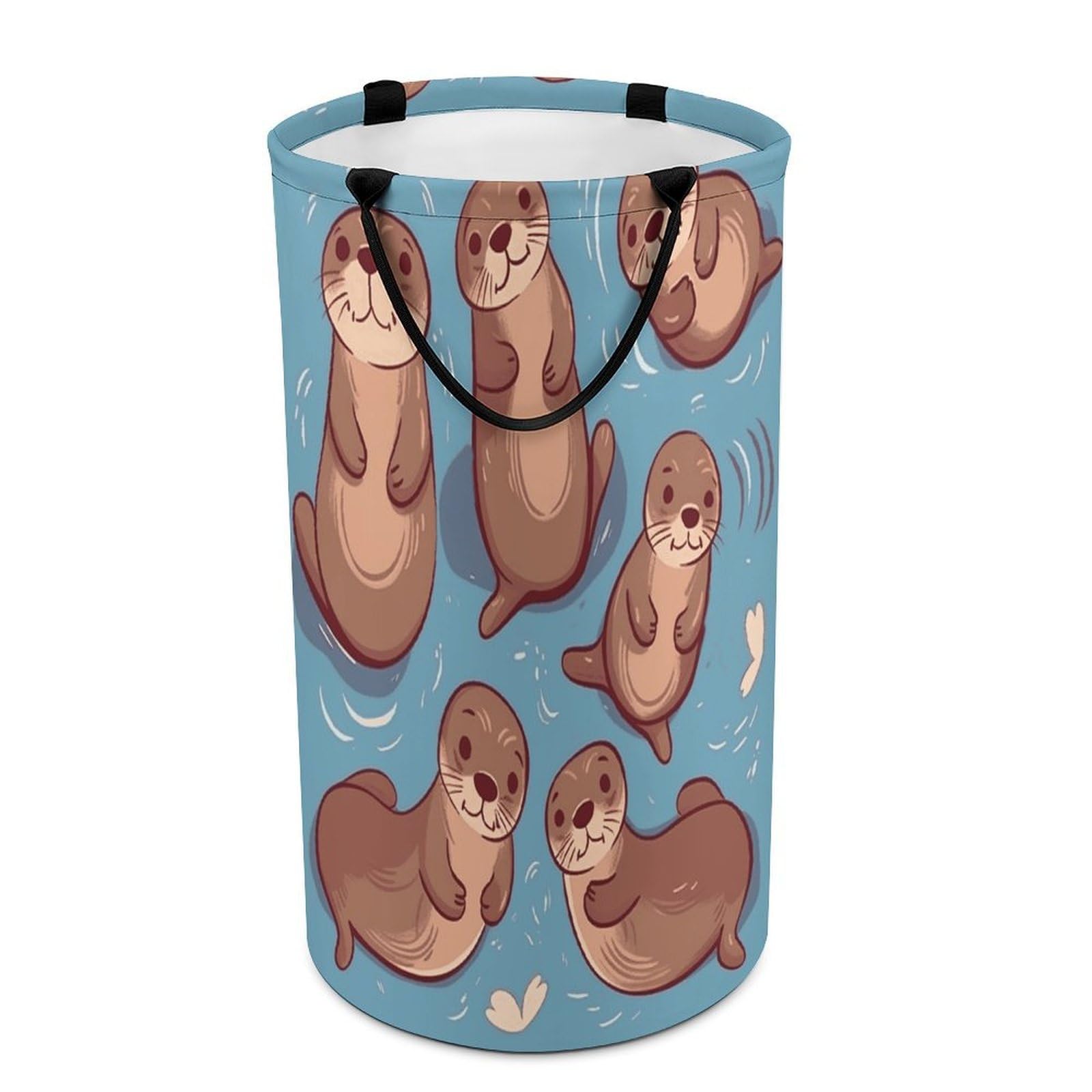 Animal Cute Brown Otters Laundry Hamper Waterproof Polyester Laundry Baskets Collapsible Dirty Clothes Storage Basket Clothes Hampers with Sturdy Handles for Travel Bedroom