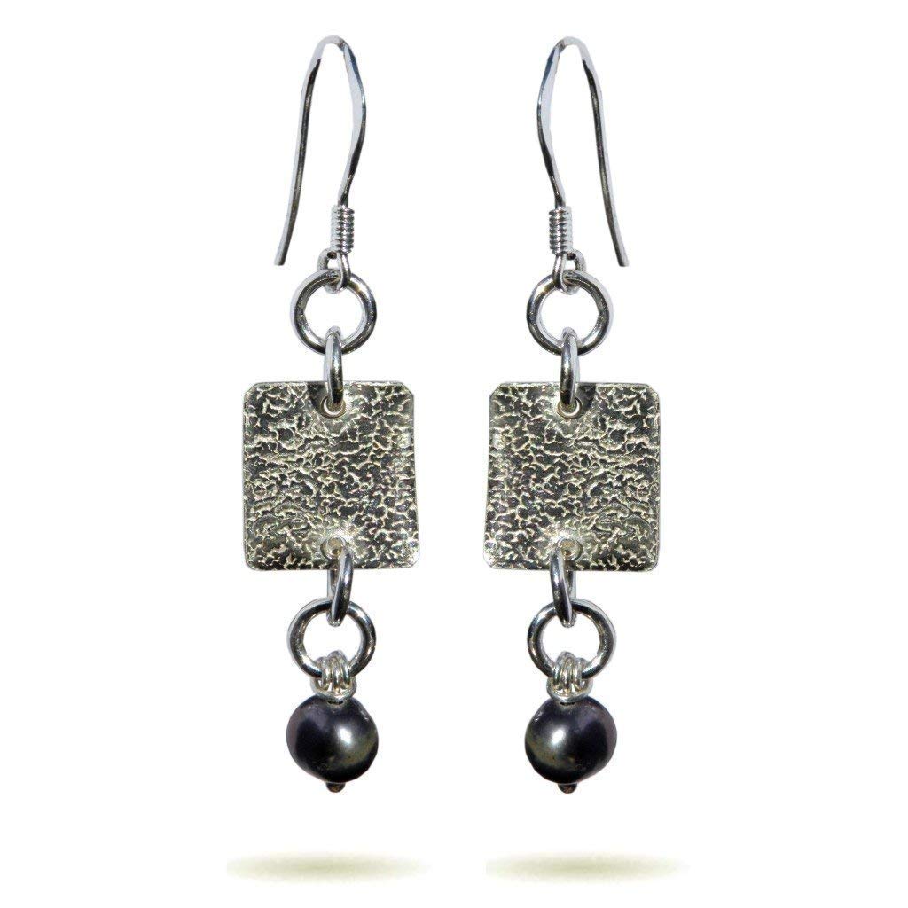 Drop Pearl Earrings Freshwater Pearls - Handmade, Recycled 925 Sterling Silver - Gift Wrapped - Lesley H Phillips