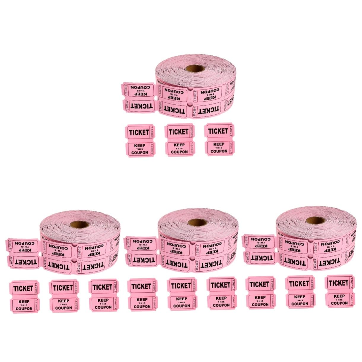 4 Rollos boletos para la rifa de boletos billete falso decoraciones circo Entradas para eventos Boletos de puerta entradas para el aula boletos para la rifa del festival Papel rosa