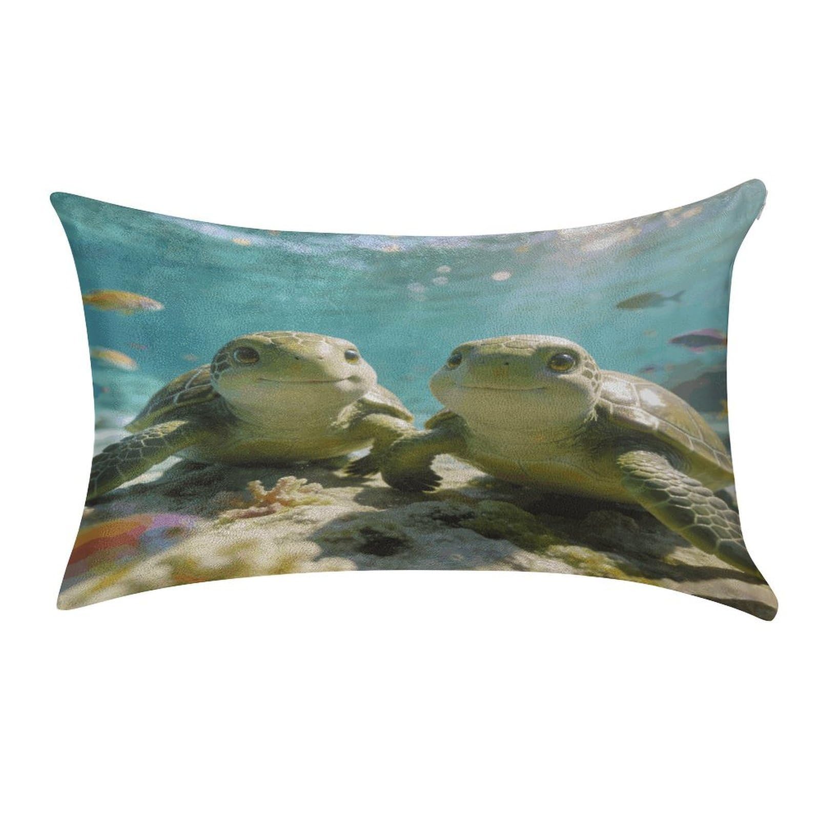 Fodpand Style Cute Turtles Pillowcase,Elegant Designed Home Decor,Velvet Pillowcase,Soft And Cozy,Pillow Case Cover With Hidden Zipper For Bedroom, Sofa, Couch