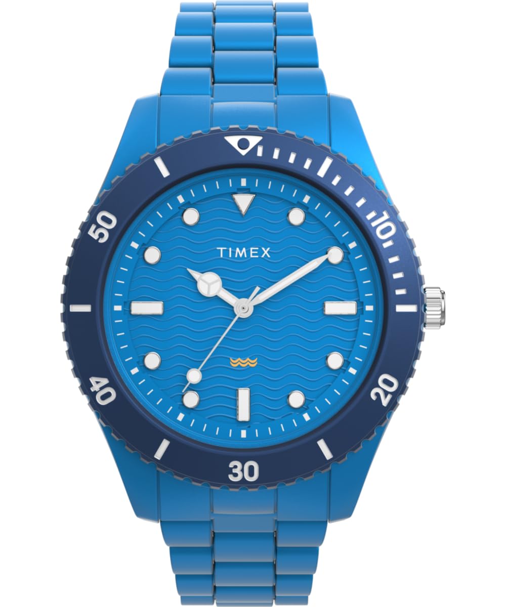 Timex Men's Trend 42 mm Watch - Blue Tide Ocean Material Bracelet with Blue Dial and Case TW2Y04300