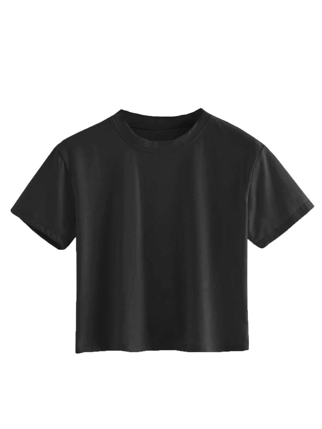 SweatyRocksWomen's Casual Short Sleeve Crew Neck Basic Crop Top T Shirts Black M