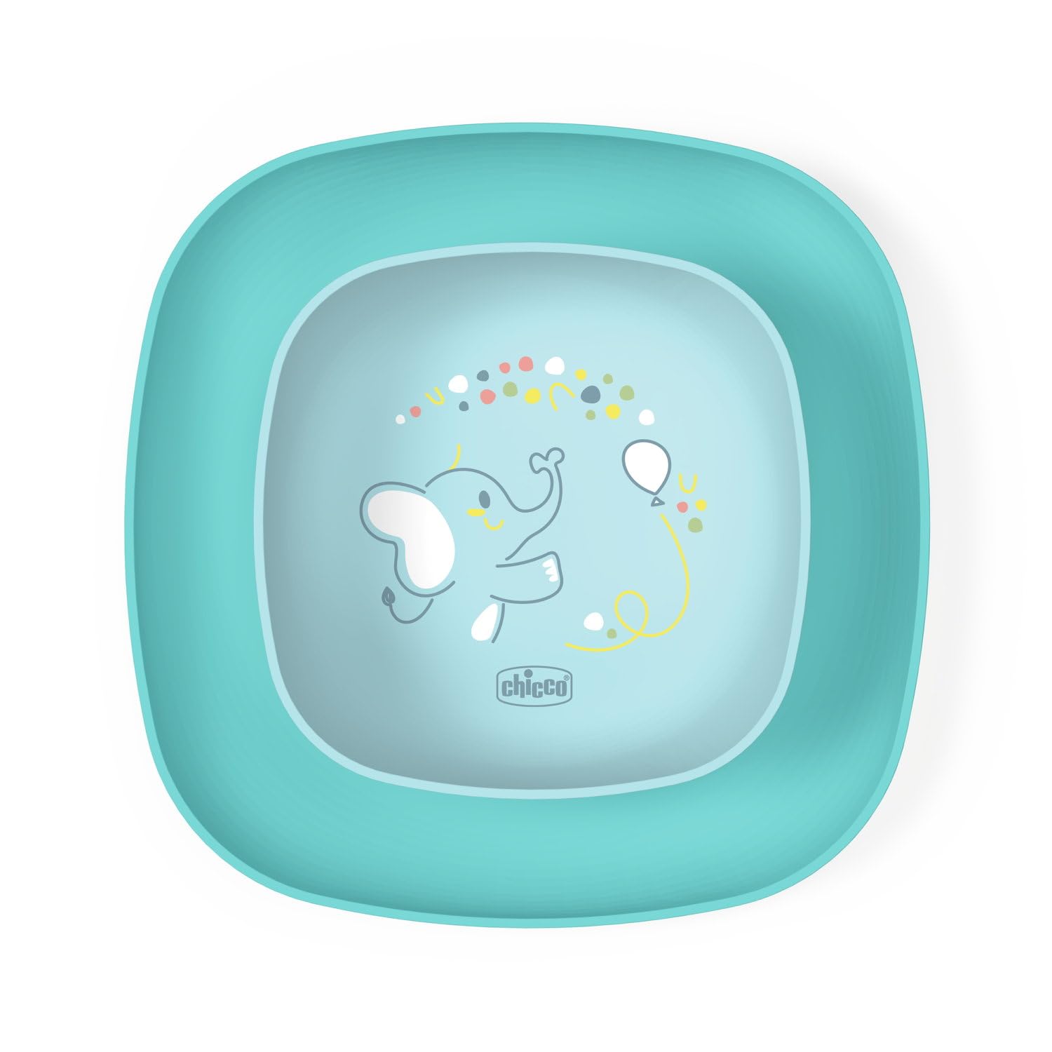 Chicco Set Piatti Bambini, Set Pappa Svezzamento con 1 Piatto Piano e 1 Ciotola, 2 Pezzi, Set piatti impilabili, Riutilizzabili, salvaspazio, 12+ Mesi, Azzurro