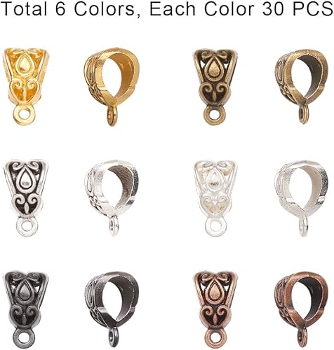 Miniatura 3 de PH PandaHall 180 dijes de cuentas de fianza, 6 colores de plata tibetana, colgantes de tubo de cuentas, eslabones espaciadores, cuentas sueltas con