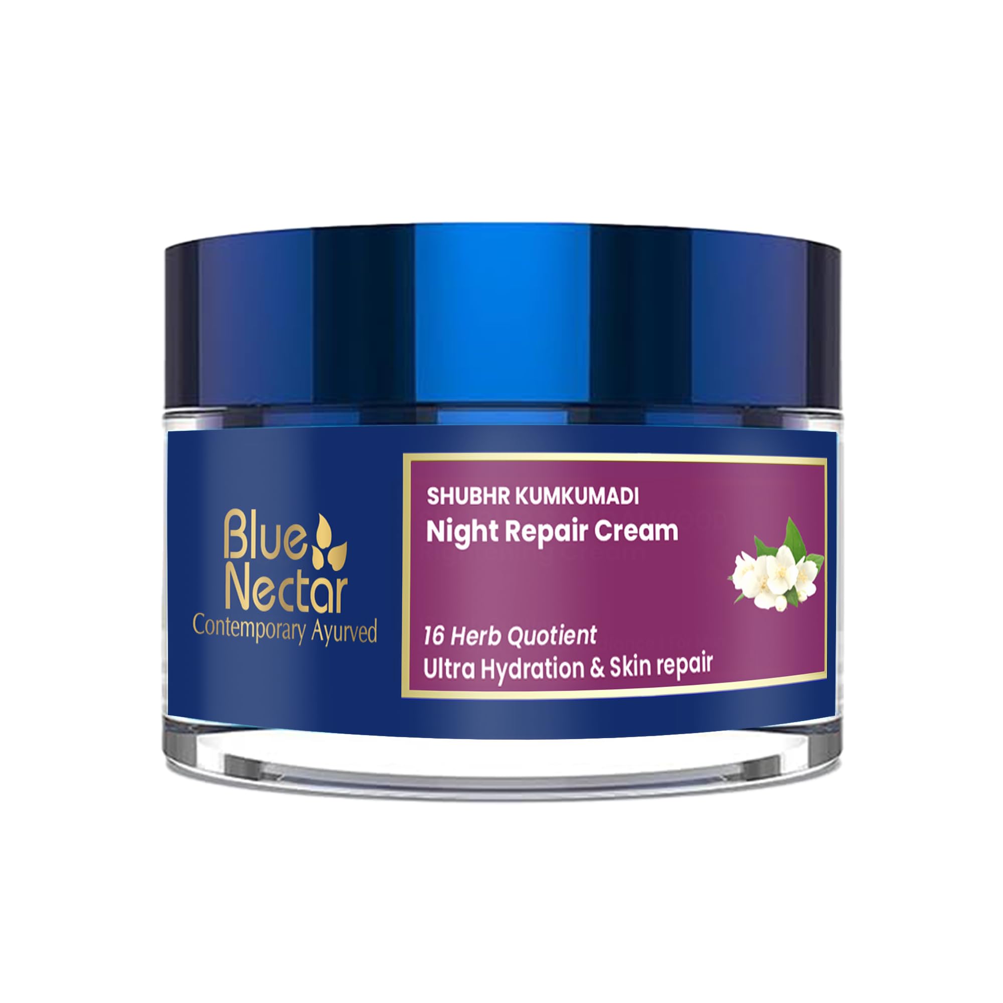Blue Nectar Kumkumadi Night Cream Face Moisturizer for Women with Natural Almond & Saffron | Hydrating Moisturizer Face Cream for Night Time (16 Herbs, 1.7 Oz)