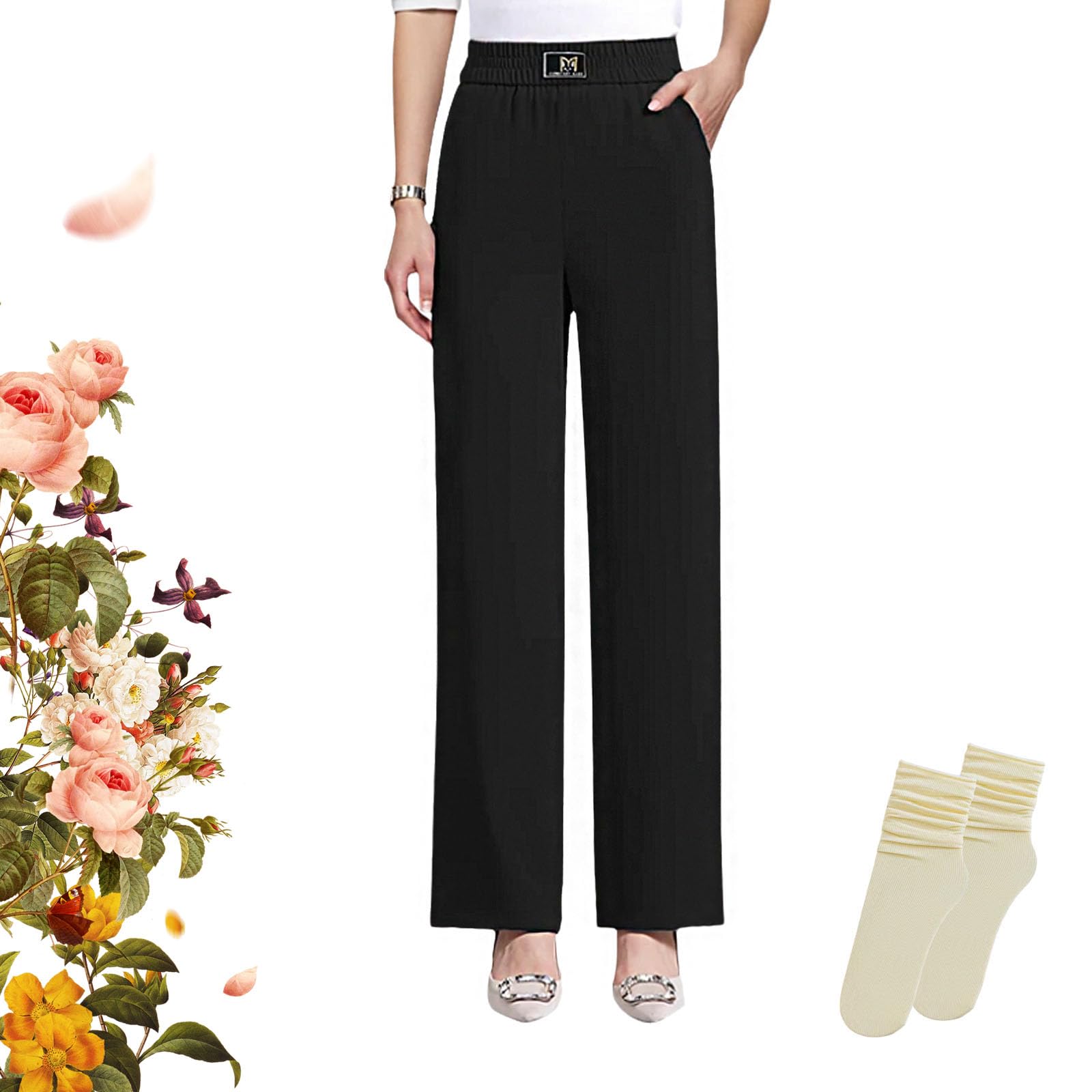 Womens Pants - Perfect Drape High Rise Pull-On Stretch Pant for Senior Women