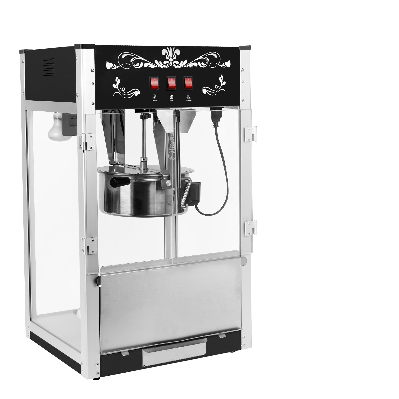 Commercial Popcorn Machine With 18 OZ - Countertop Popcorn Maker with Stainless Steel Kettle, Theater Style Popper with 3-Switch Control, for Home, Theater, Parties, Office, School, Business, Black