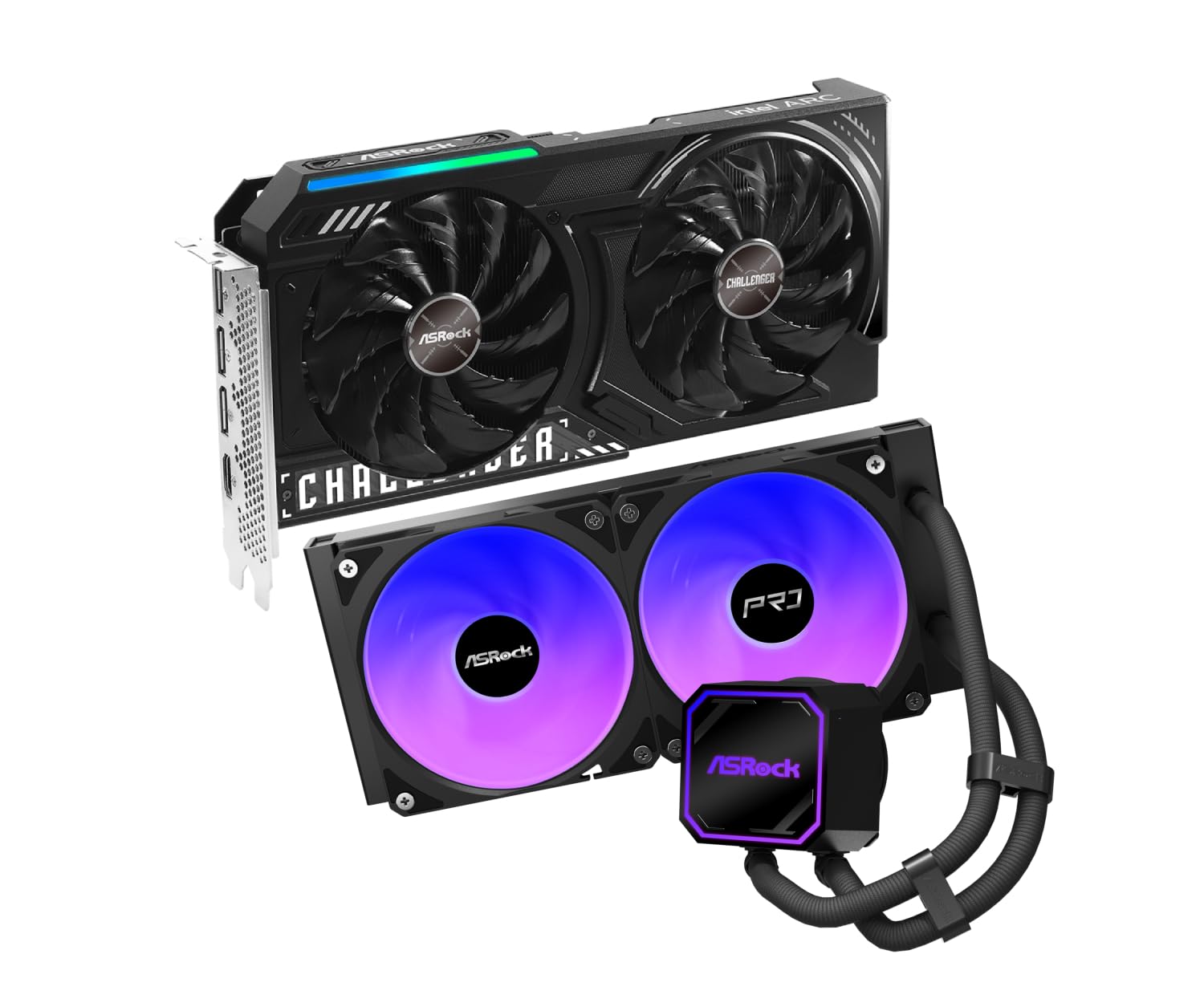 ASRock Intel Arc B580 Challenger 12GB OC & PRO 240 ARGB AIO Cooler Bundle | Cool & Sync-Ready Gaming Combo