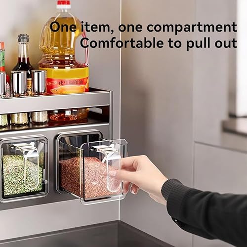 Miniatura 7 de Estante de especias de cocina para colgar en la pared, caja de condimentos sobre la estufa, estante colgante para condimentos, organizador de tarros